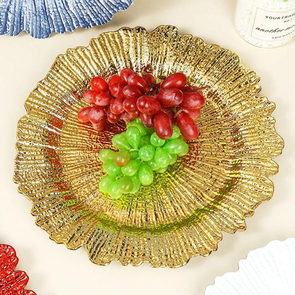 Platos de carga de arrecife, plato decorativo de plástico, servicio de cena dorado y plateado, decoración de boda y Navidad, ajuste de lugar de mesa