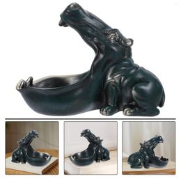Statue d'hippopotame en résine, assiettes, Figurine d'hippopotame, plat à bonbons amusant, grande bouche, Sculpture de jardin, Table, articles divers, conteneur de clés
