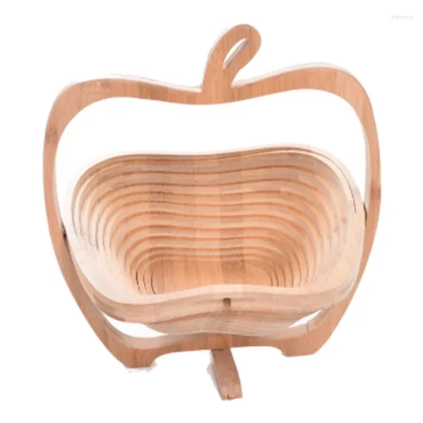 Assiettes au détail pliable en forme de pomme panier pliant porte-bol de fruits et planche à découper en bois de bambou