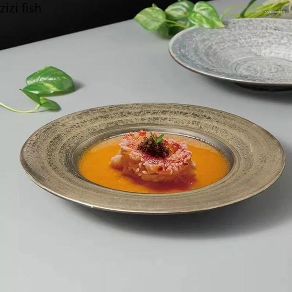 Assiettes rétro créatives en céramique, assiettes à soupe profonde et épaisse, Dessert Restaurant Cuisine moléculaire, vaisselle spécialisée
