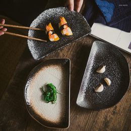 Platen retro Japans keramisch diner huishouden snackgerecht bord onregelmatig gevormd porselein dagelijks servies cn (oorsprong)