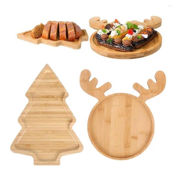 Assiettes plateau de Noël réutilisable en bois rustique arbre de santa