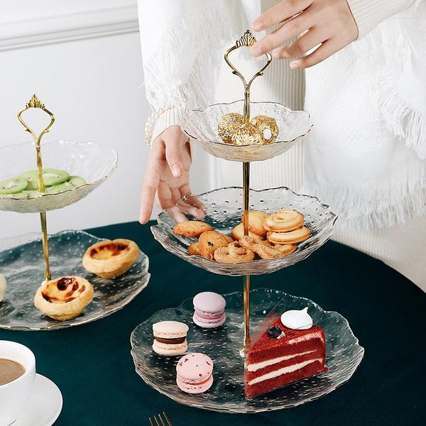 Platos Plato De Postre De Lujo Romántico Juego De Vidrio Cumpleaños Té De La Tarde Dulces Pan Pastel Soporte Boda Meseta Suministros De Cocina 50