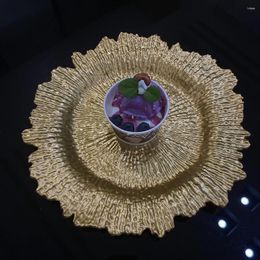 Borden rond 13" gouden oplader plastic rif voor diner bruiloft elegante decoratie acryl onderplaat