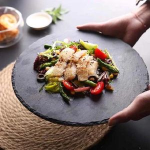 Borden rond zwart dinerbord dessert sushi creatief servies barbecue Europa en de Verenigde Staten