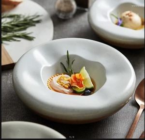 Assiettes rondes en céramique, assiettes décoratives pour dîner Restaurant El, vaisselle, plateau à fruits, bol à salade, Dessert irrégulier