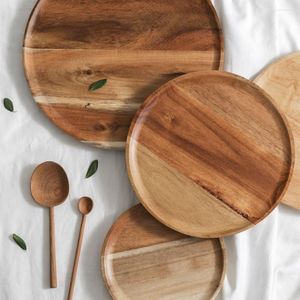 Borden rond rubberen houten bakbrood cake dessert bord tafelwerk set serveer pan sushi schotel