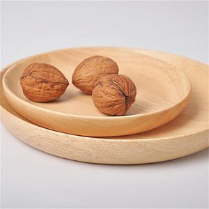 Teller, runde, quadratische Tabletts aus Buchenholz, zum Servieren von Brot für Obst, Salat, Gemüsegericht