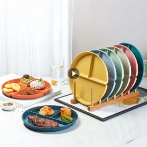 Assiettes round blé paille de cuisine portable assiette à dîner durable