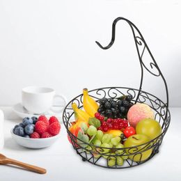 Borden rustieke metalen fruitkom met bananenhouder afneembaar open ontwerp voor keukentafel ademend zwart decoratief stevig