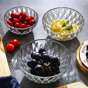 Assiettes bol à salade en verre Transparent, Dessert aux fruits, grande assiette épaisse, filet domestique, ensemble rouge