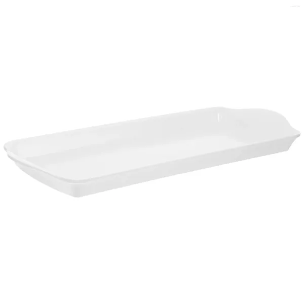 Bandeja para servir platos, mesa binaural, almacenamiento de tazas, exhibición de melamina, pan decorativo para comer, Rectangular blanco