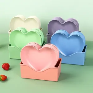 Assiettes Ensemble de 6pcs Gâteau d'assiette créative en forme de cœur avec plateau Plat Dish Snack Snack Candy Candy Conteneur