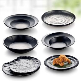 Assiettes SIA-HUAT en vente grand bol à soupe irrégulier noir givré plats de sushi japonais assiette de vaisselle en mélamine commerciale Anti-chute