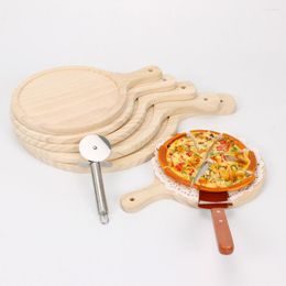 Borden eenvoudig thuis houten ronde pizzabord met hand bakplaat knippen schotel cake bakware