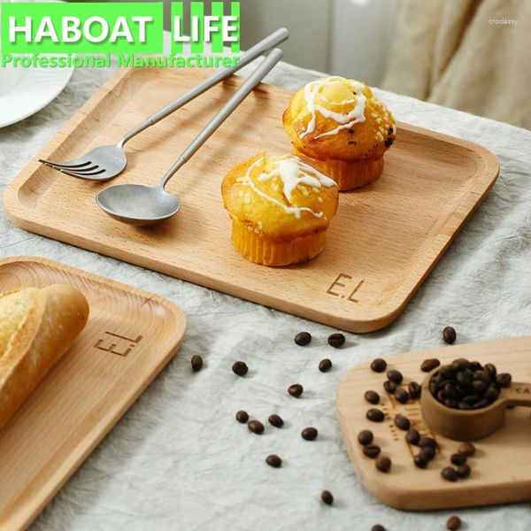 Assiettes simplicité plateau en hêtre boisson café thé dîner de fruits pour la maison accessoires de cuisine H