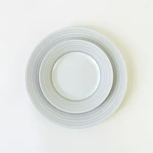 Assiettes Simplicité Cercle Round Plaque en céramique Restaurant Restaurant du lave-vaisselle au micro-ondes Plats de dîner en sécurité