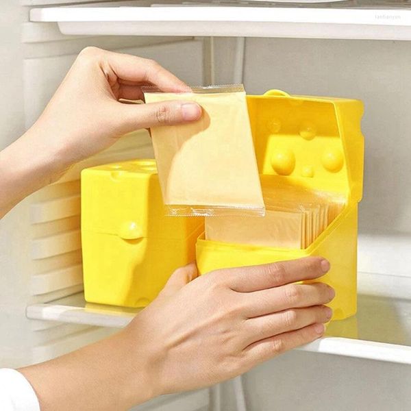 Platos Contenedor De Queso En Rodajas 2 Piezas Soporte Para Rebanadas Caja De Refrigerador De Plástico Fácil De Usar