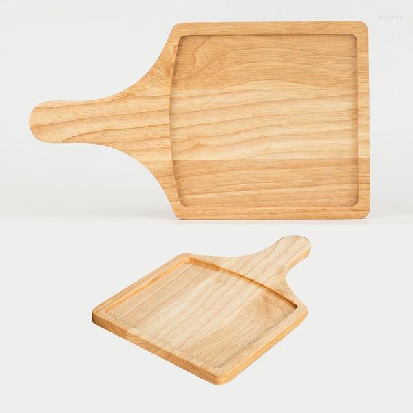 Platos pequeños de madera para hornear pasteles, postres, Pizza, juego de bandejas, platos para Sushi, aperitivos comerciales rectangulares