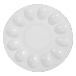 Platos de bocadillos deslizador de camarones huevos de melamina plato de mesa de almacenamiento de mesa de mesa de cocina blanca
