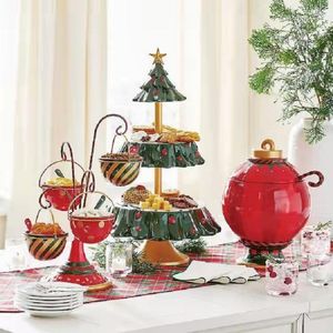 Borden snackstandaard Resin kerstboom dessert cupcake rack fruitplaat xmas houder tafel candy toren decoraties