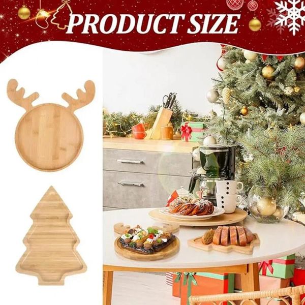 Assiettes Snack Rangement Bac de Noël arbre de Noël rustique en bois Santa Hat Elk Forme multifonctionnelle pour la fête