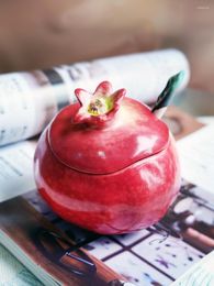 Borden zachte glazuur keramische granaatappel met lepel en deksel creatieve Amerikaanse keuken decoratieve pot onderglazuur