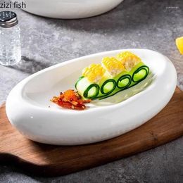 Placas placas de cerámica de color sólido Cerámica de doble capa Pasta Pastura de pasta de sushi Restaurante Molecular Specialty Waterware