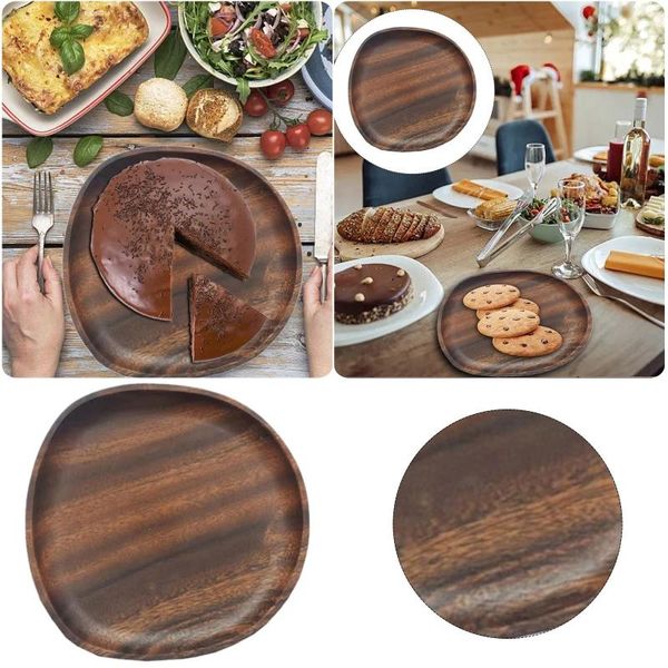 Platos Plato irregular de nogal sudamericano Madera maciza Fruta seca Postre Bolsas para sándwich con tapa plegable