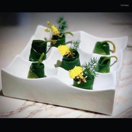 Platos de cerámica de forma especial con aislamiento de nido de abeja, cocina Molecular creativa de alta gama, vajilla de cocina para Sushi y frutas