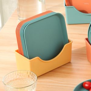 Borden spugen botgerecht huishoudelijke klas 6 inch plastic ronde vierkant set eettafel vuilnis plaat