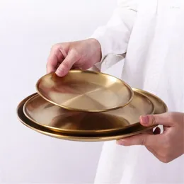 Platen roestvrijstalen gouden plaat rond dessert westerse cake koffie barbecuetray accessoires opslaglade