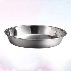 Assiettes en Acier Inoxydable Assiette Ronde Plate Non-Magnétique Plat Portable Moule à Gâteau Aux Fruits (Argent 24CM)