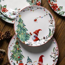 Assiettes Style noël assiette en céramique vaisselle américaine arbre porcelaine maison Festivals dîner