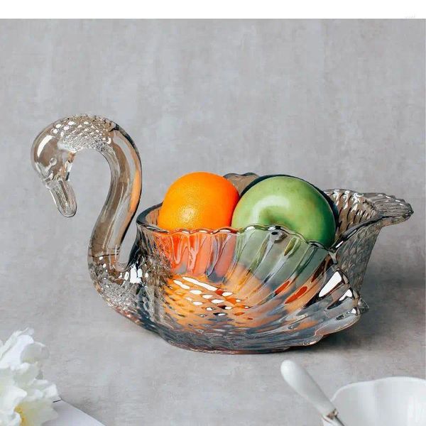 Assiettes Swan Crystal Glass Fruit Plate de rangement décoratif transparent