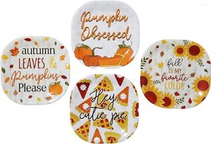 Borden Thanksgiving 8-inch melamine voorgerecht set van 4 voor diner en decoreren pompoenen val zonnebloembladeren salade of d