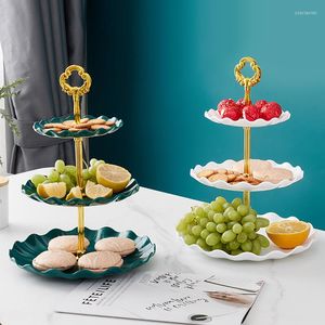 Plates Three Layer Cake Stand Tiered Tray Wedding Party Dessert Candy Fruit Bread Plate Buffet Display Home Dishes And Sets
