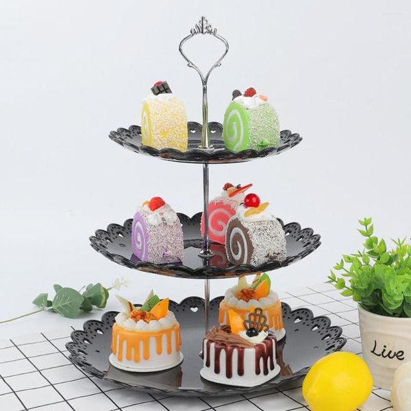 Assiettes trois couches fruits gâteau assiette support maison fête Dessert étagère de rangement Cupcake service support plateau