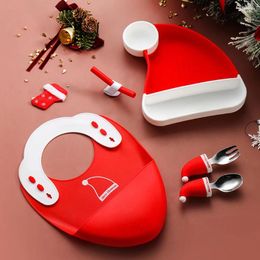 Assiettes Toddler Christmas Hat Set Resistant Dingelware Kit Baby Feeding Gift 5pcs 6pcs