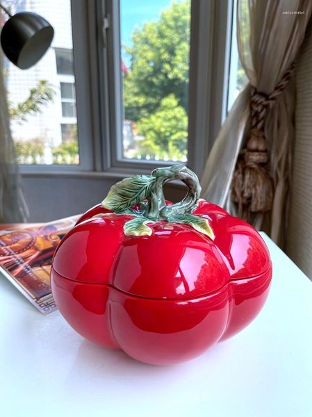 Assiettes tomate tout porte-bonheur kaki pot de stockage décoration de maison lumière luxe minorité sens maison ornement Gadget