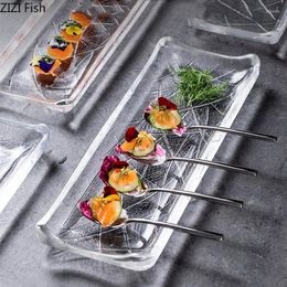 Platen transparante glazen plaat Japanse izakaya sashimi sushi afternoon tea dessert cake keuken rechthoekig servies