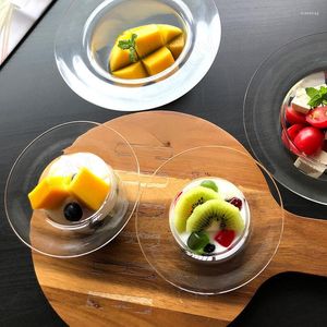 Assiettes plateau en verre Transparent chapeau de paille Restaurant occidental moderne assiette à salade de fruits salon bureau gâteau accessoires de cuisine