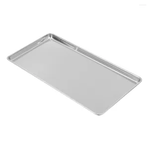 Assiettes Plateau Assiette De Service En Acier Inoxydable Metalpan Plateau Cuisson Dîner Plats Rectangulaire Cuisine Biscuit Camping Four Pizza