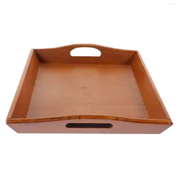 Assiettes plateau Table tasse rangement Binaural bois thé fruits pain plat de service rectangulaire pièce en bois