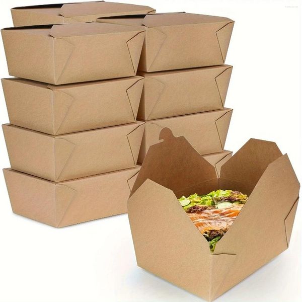 Placas Valor Pack 50 PPCS Microondas Kraft Paper Brown Takeaway Box Contenedores desechables - Lunch de cartón reciclable Dispossa