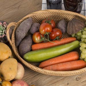 Assiettes Vine tissé rétro à eau panier de fruits de légumes Stockage de pain de cuisine