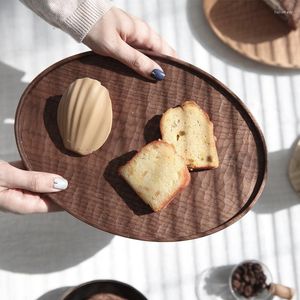 Borden vintage Japan -stijl dessertplaat houten serveerlade middag tea time koffie cake ronde desserts organisator schotel