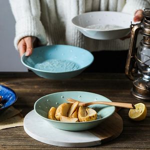 Assiettes Vintage en céramique sous glaçure, assiette nordique classique en relief oiseau décoratif gâteau plat à pain thé de l'après-midi collation aux fruits secs