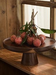 Assiettes Vintage couleur noyer plateau à gâteau en bois massif Ins Style ménage salon Dim Sum plat Dessert Table affichage fruits