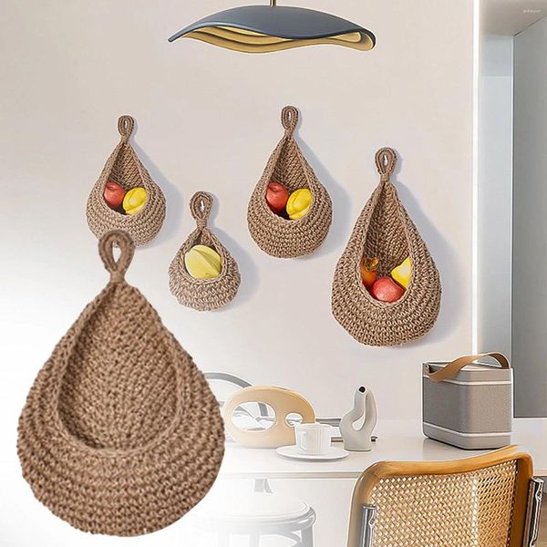 Platos de pared cestas de fruta de vegetales Jute colchas de canasta colgante de almacenamiento de cocina lágrimas granja de almacenamiento